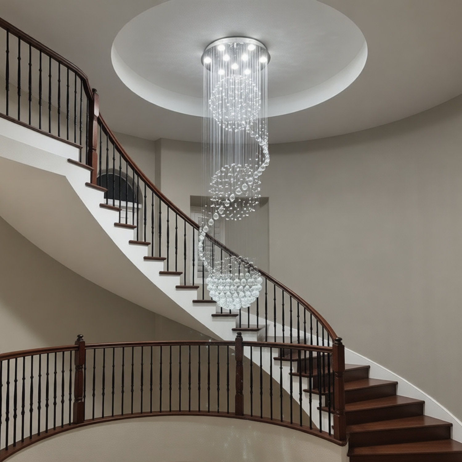 サンシャイン SPIRAL EXITER GRANDE by TIGLON Wade Logan® Io 9 - Light Long Spiral Crystal Chandelier & Reviews